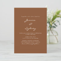 Minimaliste moderne Sienna Brown Script Mariage