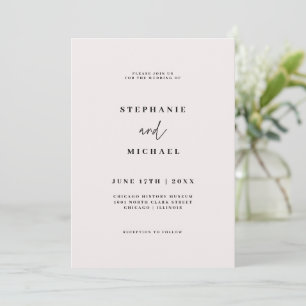 Invitation Minimaliste noir blanc Mariage de typographie simp