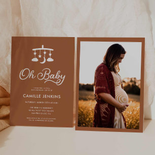 Invitation minimaliste Oh Baby shower moderne