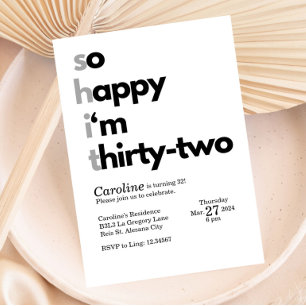 Invitation minimaliste pour les 32 ans Moderne 32