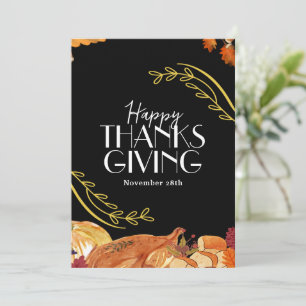 Invitation minimaliste pour Thanksgiving, dîner de