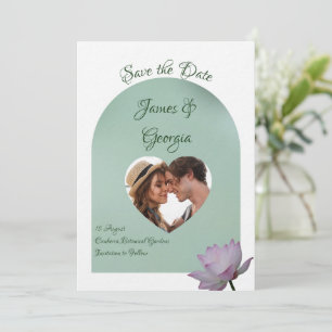 Invitation Minimaliste rose doux & lotus vert enregistrer la 
