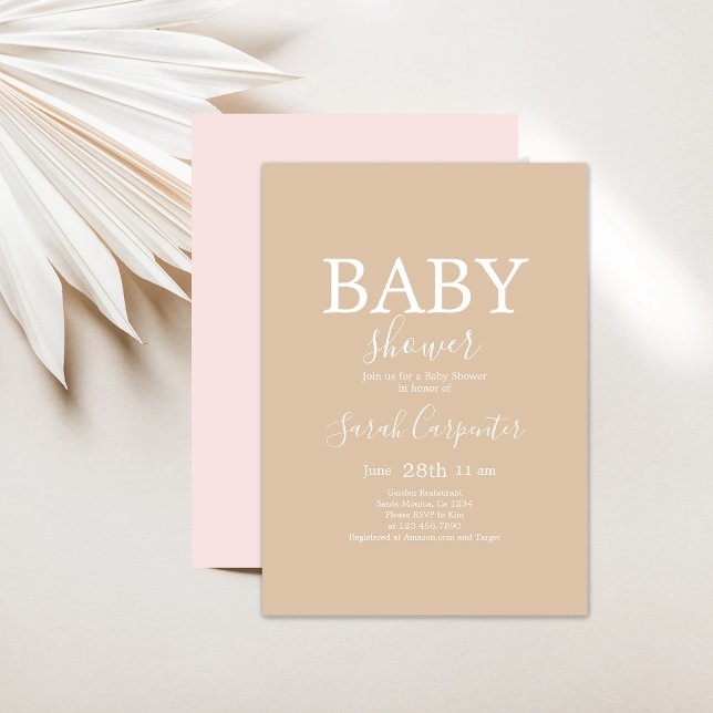 Invitation minimaliste simple Baby shower fille (Créateur téléchargé)