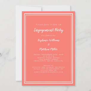 Invitation Minimaliste simple corail et blanc