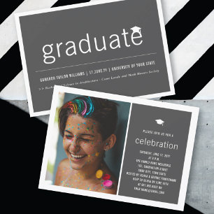 Invitation Minimaliste Simple Graduate Photo Party