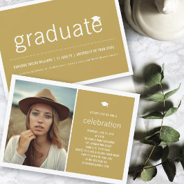 Invitation Minimaliste Simple Graduate Photo Party