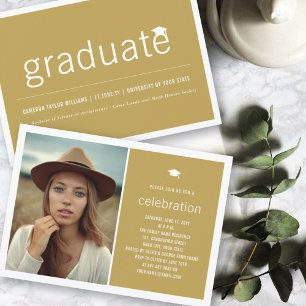 Invitation Minimaliste Simple Graduate Photo Party