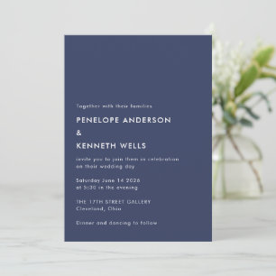 Invitation Minimaliste simple Mariage bleu marine
