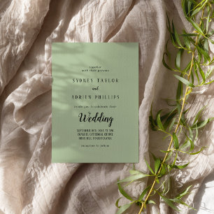 Invitation Minimaliste simple Mariage informel Sage