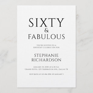 Invitation Minimaliste Soixante ans et Incroyable Fête d'anni