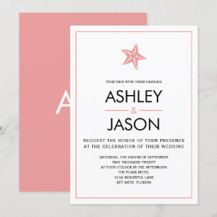 Invitation Minimaliste Starfish Beach Wedding, Ros