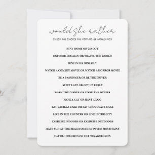 Invitation Minimaliste Voudrait-Elle Plutôt Baby shower Jeu