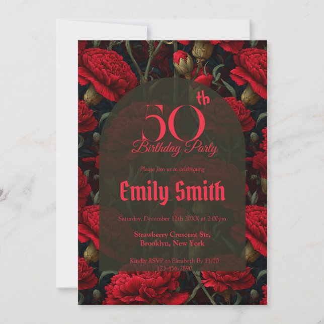 Invitation Minimalistic Carnation Flower Birthday Celebration (Devant)