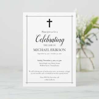 Invitation Minimalistic Celebration of Life Latin Cross