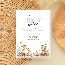 Invitation Minimalistic Woodland Animals Baby Shower