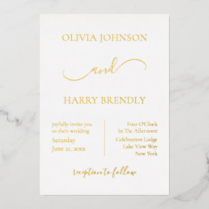 Invitation minime Mariage moderne Real Gold Foil