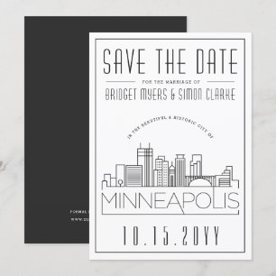 Invitation Minneapolis Mariage Skyline Enregistrer la date
