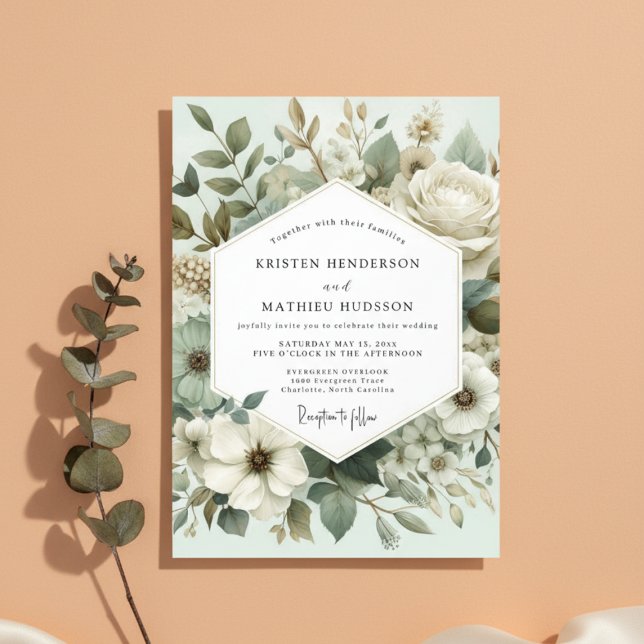 Invitation Mint Botanical Elegance Wedding (Créateur téléchargé)