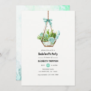 Invitation Mint Glass Terrarium Succulent Bachelorette Party