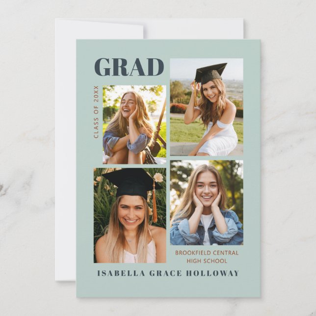 Invitation Mint Grad Announcement With Photos (Devant)