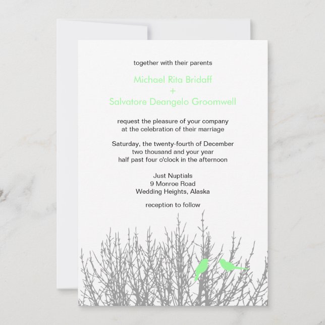 Invitation Mint Green Arrière - plans Mariages do-it-yourself (Devant)