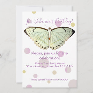 Invitation Mint Green Beauté Papillon Anniversaire