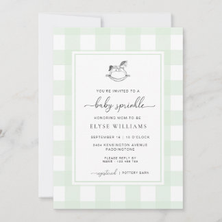 Invitation Mint Green En vichy Cheval Rocking Baby Sprinky