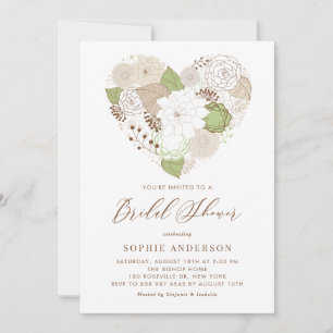 Invitation Mint Green Floral Heart Incitation nuptiale douche