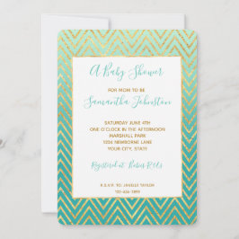 Invitation Mint Green Gold Glam Chevron Ombre