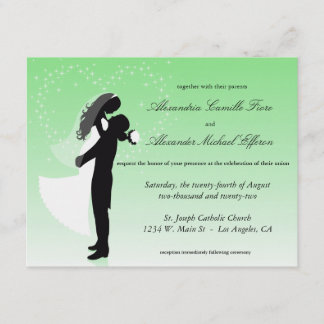 Invitation Mint Green Ombre Silhouette Mariage formel Invitat