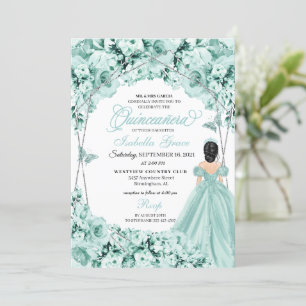 Invitation Mint Green Princess Robe Quinceanera