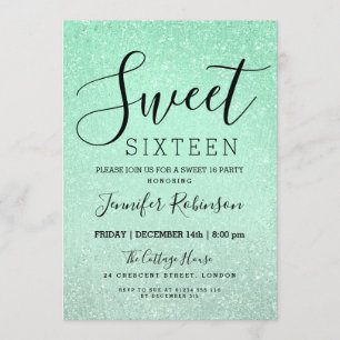 Invitation Mint Green Sweet 16 Anniversaire Parties scintilla