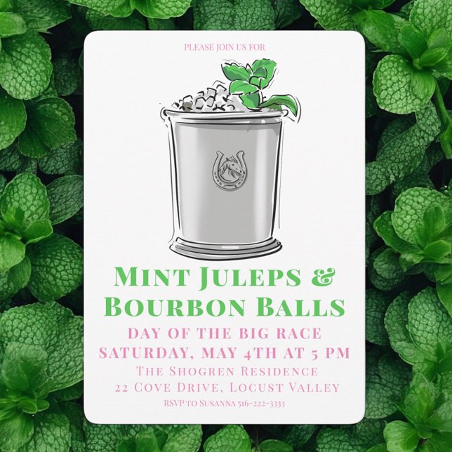 Invitation Mint Julep Bourbon Balls Horse Race Derby Party (Créateur téléchargé)