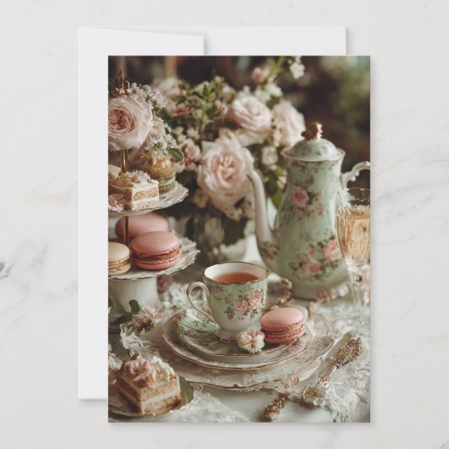 Invitation Mint & Macarons | Soins sucrés (Devant)