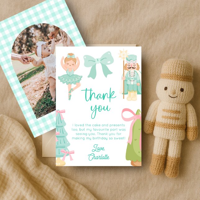Invitation Mint Nutcracker Birthday Photo Thank You Card (Créateur téléchargé)