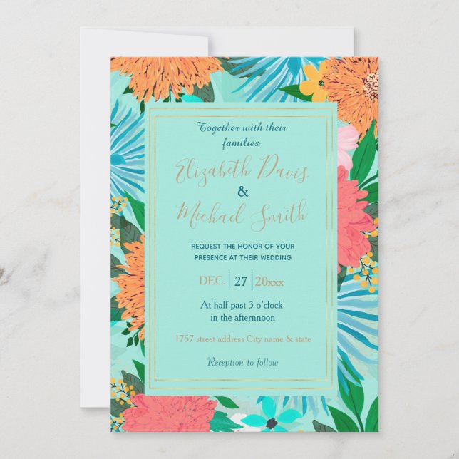 Invitation Mint pastel Floral (Devant)