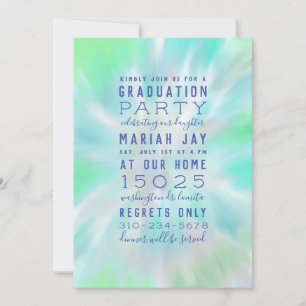 Invitation Mint Pastel Tie Dye Typographie Partie de graduati