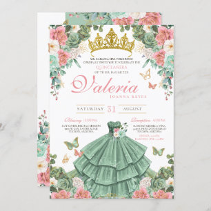 Invitation Mint Rose rose rose papillon Princesse Quince