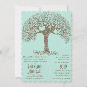 Invitation Mint Rustic Romantic Inséparable arbre Tourbillonn