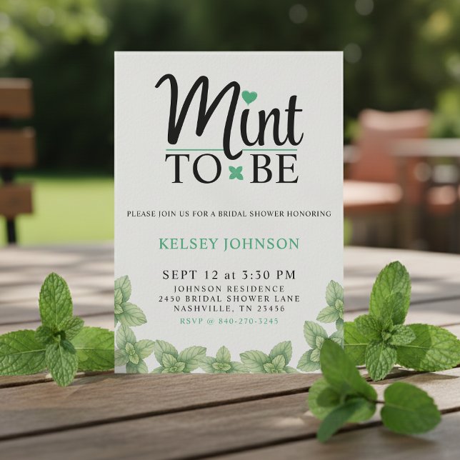 Invitation Mint to Be Mint Leaf Bridal Shower (Mint to Be Mint Leaf Bridal Shower Invitation
)