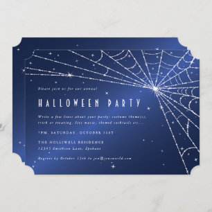 Invitation Minuit Blue Diamond Spider Web Halloween Party