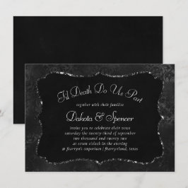 Invitation Minuit Onyx Romance | Black Satiny Grunge Damask