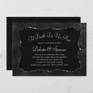 Invitation Minuit Onyx Romance Black Satiny Grunge Damask