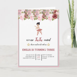 Invitation Minuscule danseur Ballet Floral rose Fête Annive