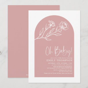 Invitation Minuscule Douche Fille Rose Rose Dusty Line