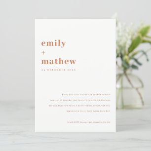 Invitation Minuscule Rouille Orange Typographie Couples Douch