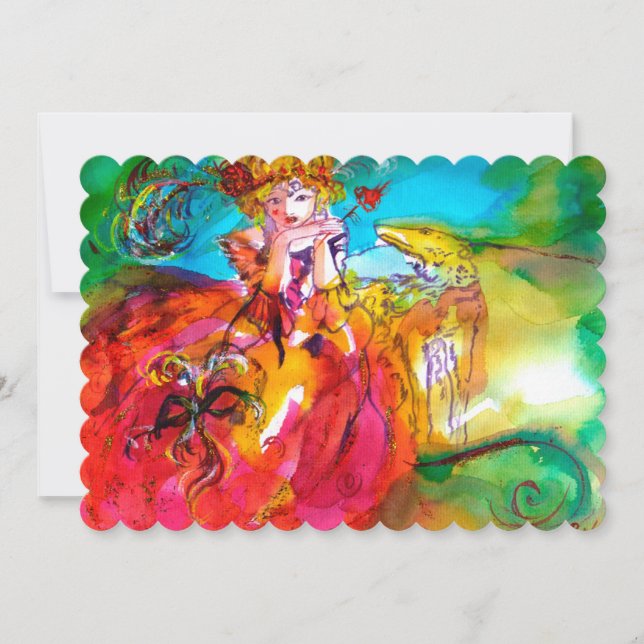 Invitation MIRANDOLINA BAL MASQUÉ jaune marron rouge vert (Devant)