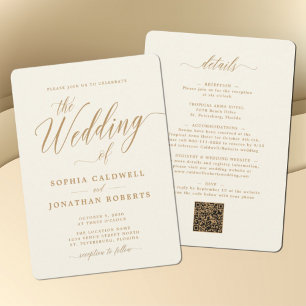 Invitation Mis à jour tout en un Mariage de crèmes de calligr