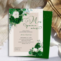Mis Quince Anos Emerald Green Floral Quinceanera