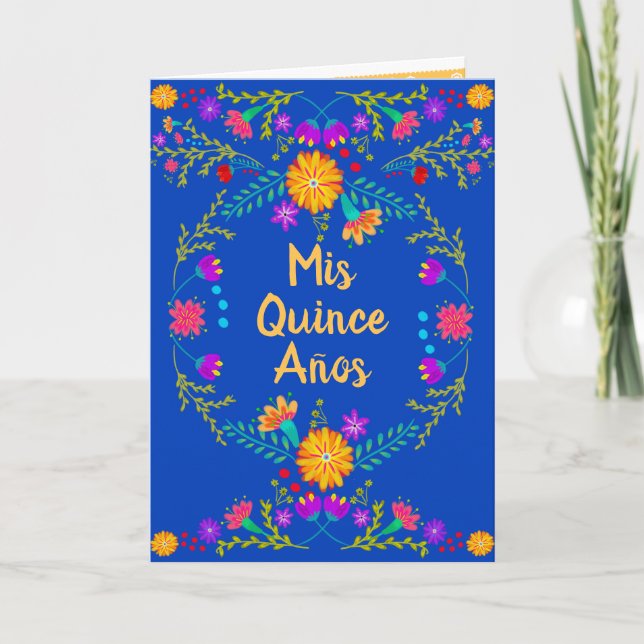 Invitation Mis Quince Anos Mexicaine Royal Blue Quinceanera (Devant)